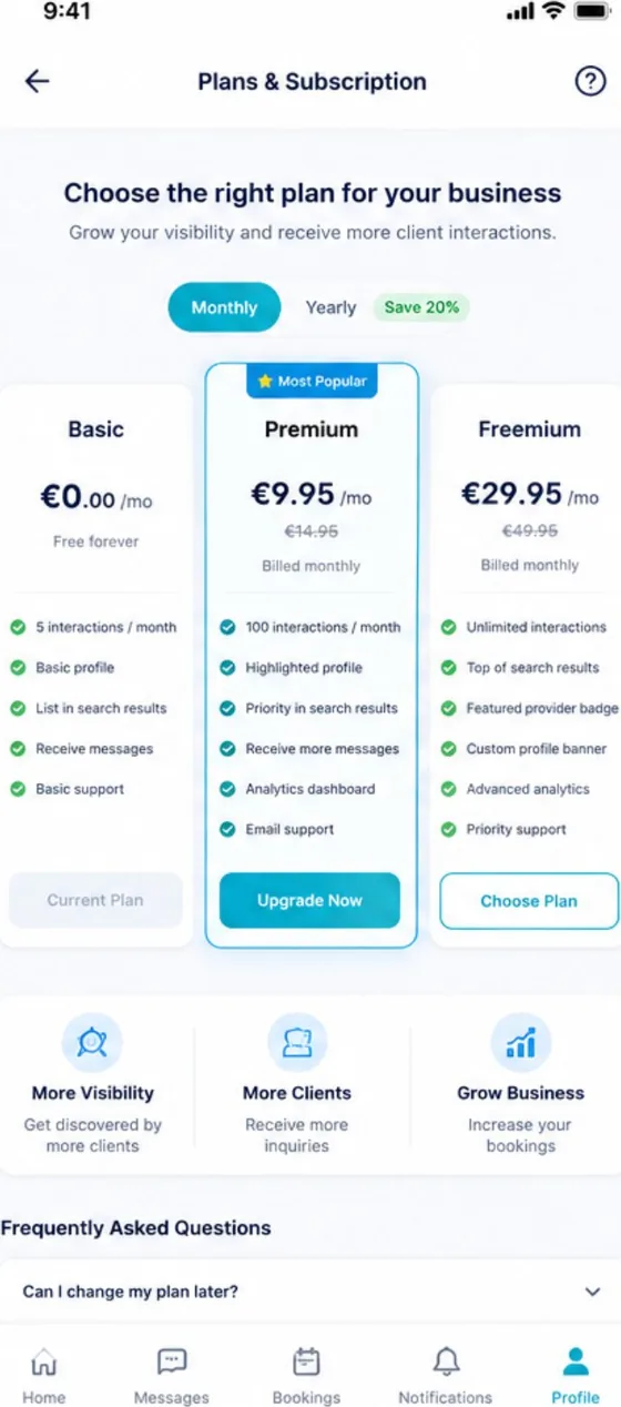 Planes y suscripción para profesionales