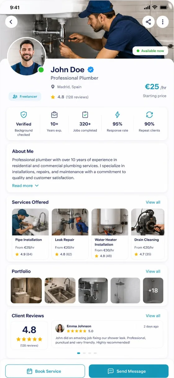Perfil profesional con portfolio